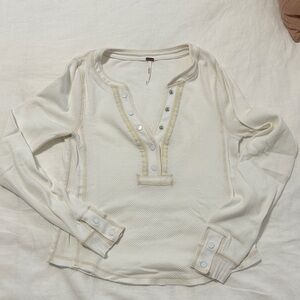 Free People Ivory Long Sleeve Henley